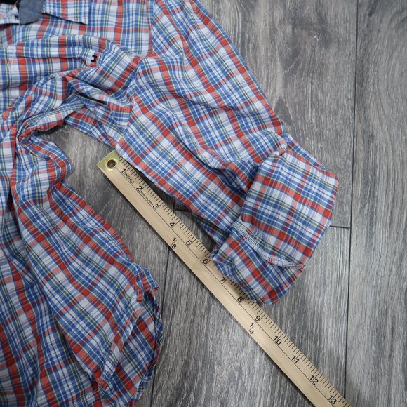 Tommy Hilfiger Womens Plaid 1/2 Button Up Long Sleeve Roll Up 3/4 Sleeve Blouse - Picture 15 of 17